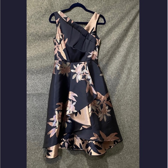 Adrianna Papell Dresses & Skirts - Navy & pink asymmetrical floral high low gown, women 4